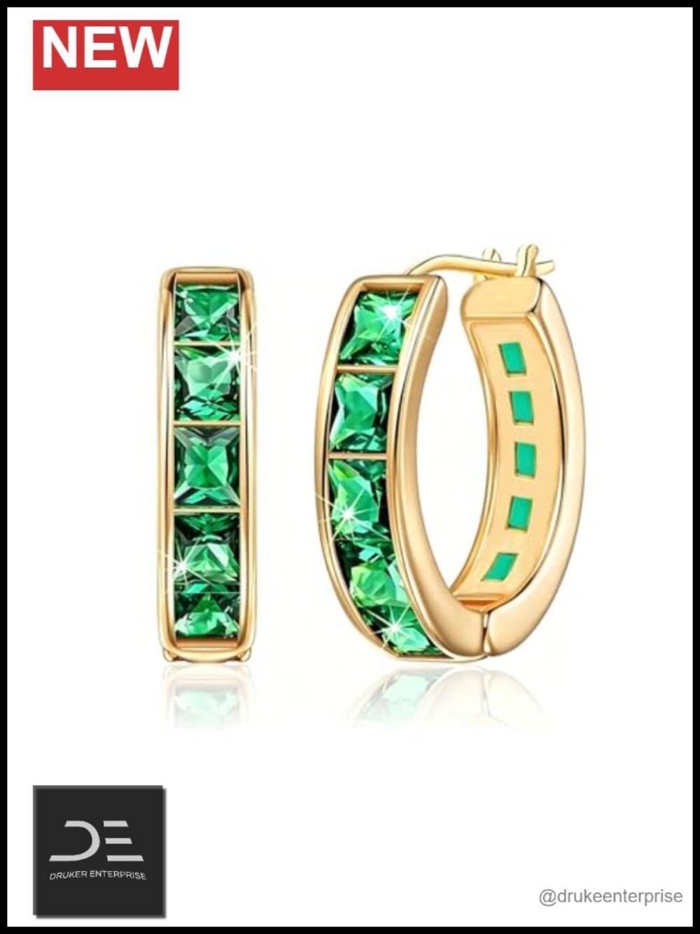 14K Gold Plated Round Hoop Earrings Hypoallergenic Channel Set 20mm